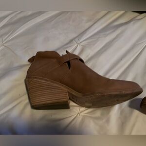 Eileen Fisher Ives Tan Leather Ankle Boots Wheat Nubuck Size 10
